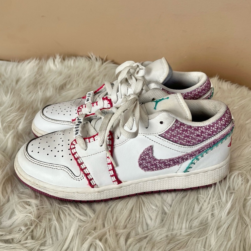 {Nike} Jordan 1 Low SE GS DM9037-100 Multi Knit Sneaker - Youth 6.5